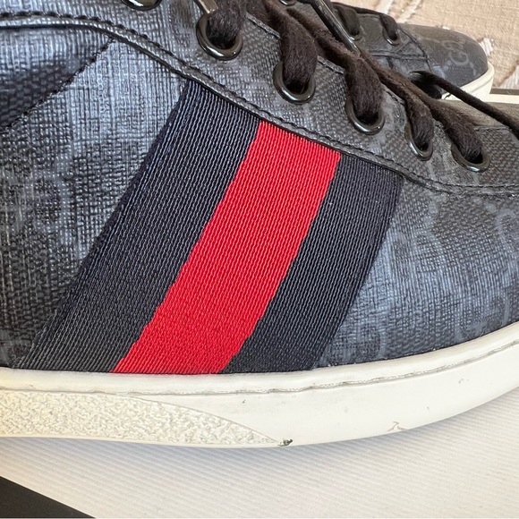 Gucci Ace Web Detail GG Supreme High top Sneakers US10 - Picture 6 of 14
